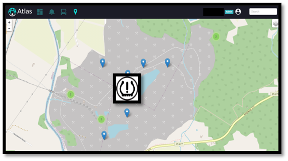 OTR TPMS: Map of vehicles in the quarry
